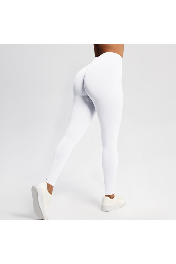 Womens Elastic High Waist Yoga Pants with 4 Way Stretch Fabric Body Shaping Tummy Control Leggings for Women Solid Color Fitness Pants Waist Support Workout Running Biking