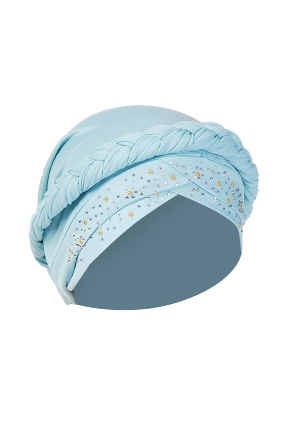 Womens Elastic Solid Color Comfortable Flat Hat Beaded Flower Hair Cap