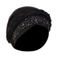 thumbnail image 1 of Womens Elastic Solid Color Comfortable Flat Hat Beaded Flower Hair Cap, 1 of 3