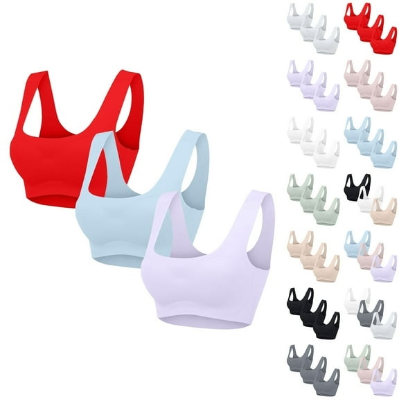Womens Elastic Sports Bra 3 Pack Comfortable Support Breathable Daily Wear Active Bra