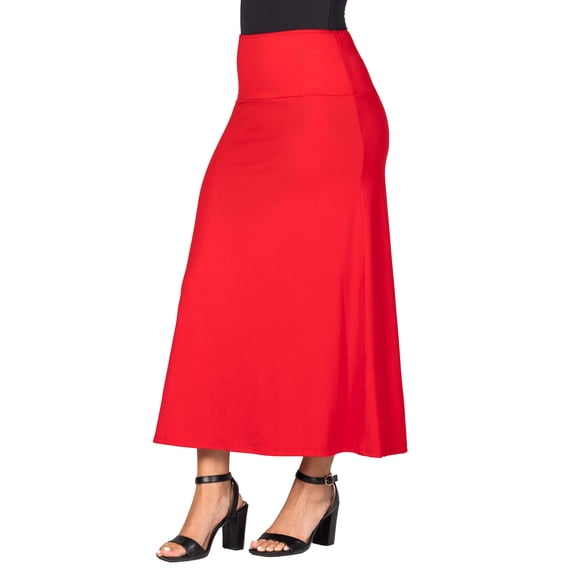 Womens Elastic Waist Maxi Skirt