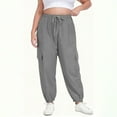 thumbnail image 1 of Womens Elastic Waist Plus Size Sweatpants Solid Color Drawstring With Pockets Soft Comfy Fabric Casual Loungewear Athletic Daily Office Weekend Ladies Wear Gray 4XL, 1 of 8