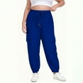 thumbnail image 1 of Womens Elastic Waist Plus Size Sweatpants Solid Color Drawstring With Pockets Soft Comfy Fabric Casual Loungewear Athletic Daily Office Weekend Ladies Wear Blue 4XL, 1 of 9