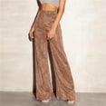 thumbnail image 1 of Womens Elastic Waist Silver Thread Pants Solid Color High Elasticity Wide-Leg Loose Comfy Soft Fabric Casual Sports Daily Office Weekend Fashion Ladies Outfit Rose Gold M, 1 of 9