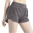 thumbnail image 1 of Womens Elastic Waist Sports Shorts Quick-Drying Double Layer Yoga Short Pants Casual Running Pants Stretch Workout Shorts(M,Gray), 1 of 4