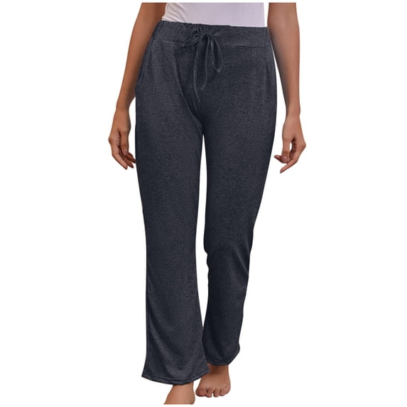 Womens Elastic Waist Yoga Sweatpants Comfy Lounge Pants with Pockets Wide Leg Loose Workout Joggers Casual Pajama Pants