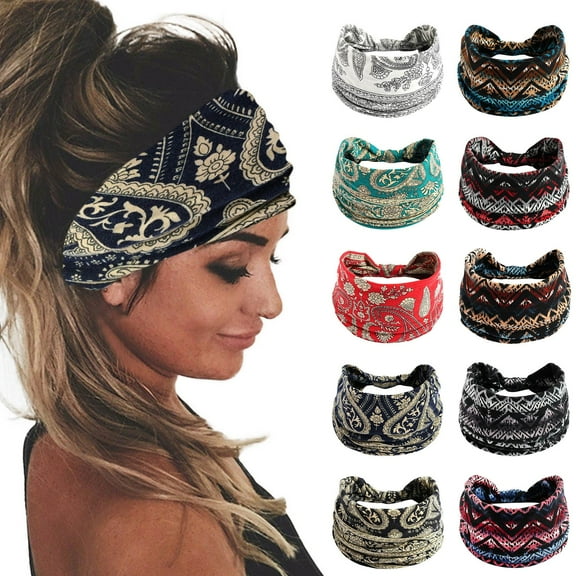 Womens Elastic Yoga Headband Non Slip Sweat Wicking Knotted Sports Design