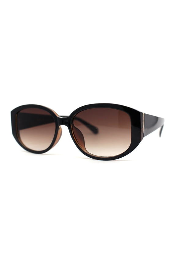 Womens Elegant Chic Oversize Oval Designer Fashion Plastic Sunglasses Black Brown