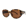 thumbnail image 1 of Womens Elegant Chic Oversize Oval Designer Fashion Plastic Sunglasses Tortoise Brown, 1 of 4