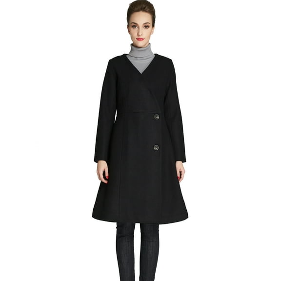 Womens Elegant Coat Mid-Long Warm Coats Jacket Overcoat Outwear