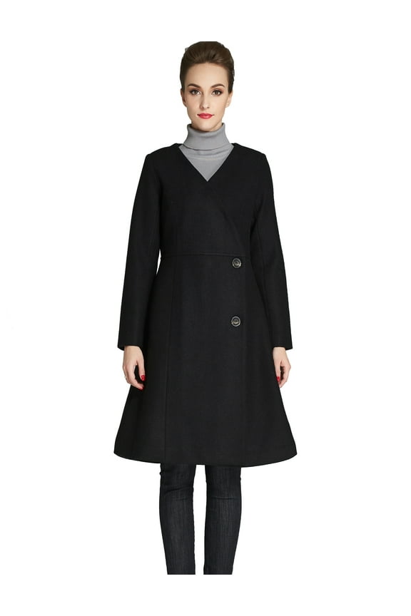 Womens Elegant Coat Mid-Long Warm Coats Jacket Overcoat Outwear