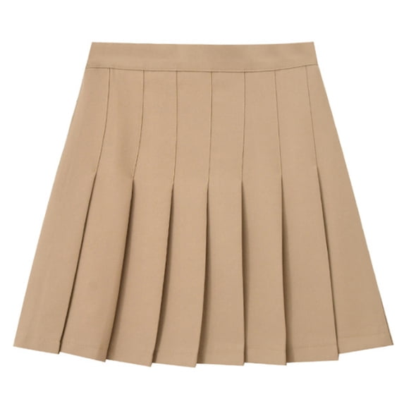 Women Schoolgirl Pleated Ruffle Flared Short Skirts High Waist Color Uniform A Line Skirt with Lining Shorts