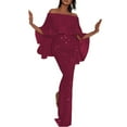 thumbnail image 1 of Womens Elegant Evening Gowns Off The Shoulder Sequins Split Wrap Dresses Prom Wedding Guest Dress, 1 of 5