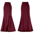 thumbnail image 1 of Womens Elegant Festival Solid Color A Skirt Waist Pleated Zipper Skirt for Dress-Up and Events, 1 of 2