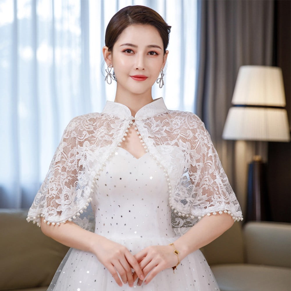 Womens Elegant Floral Lace Cardigan Open Front Cape Bolero