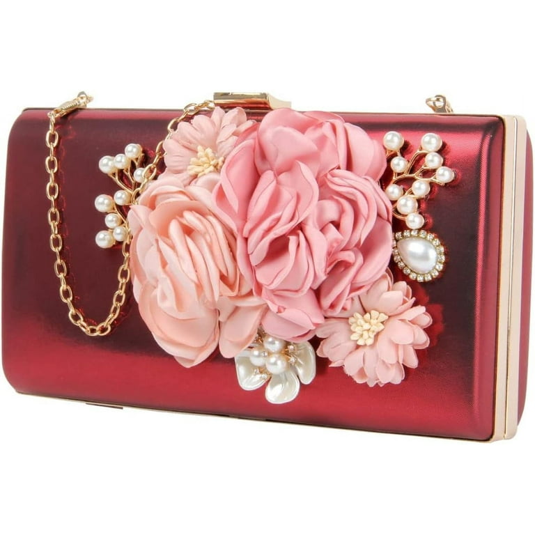 Womens Elegant Flowers Evening Bags Wedding Clutch Purse Floral Bride Wedding Clutch Shoulder Handbags Walmart