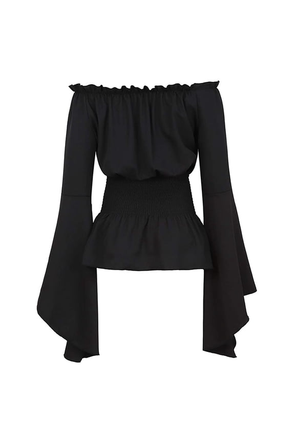 Womens Elegant Long Sleeve Boho Blouse Gothic Ruffle Shirt Plus Size Tunic Top for Casual Wear