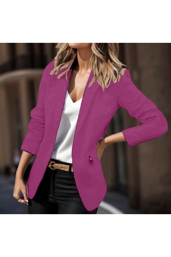 Womens Elegant OL Solid Color Lapel V Neck Button Cardigan Suit Jacket Hooded Jacket Women Womens Lightweight Long Jackets Ladies down Vest Long Coat for Women plus Size Winter Clothes Heat Jacket