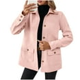 thumbnail image 1 of Womens Elegant Pea Coat Mid Long Button Down Wool Blend Trench Coat Fall Winter Lightweight Coat with Pockets, 1 of 6