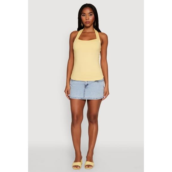 Womens Elegant Ruched Halter Top