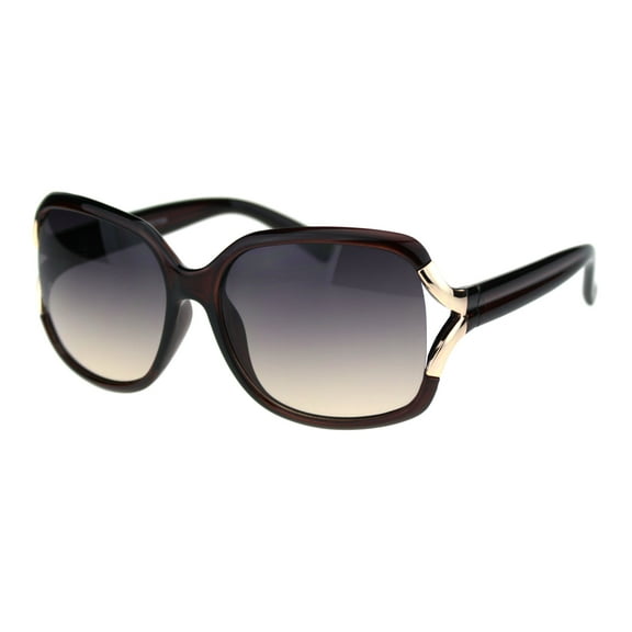 Womens Elegant Slick Rectangular Oversize Butterfly Plastic Fashion Sunglasses Brown Gold Brown