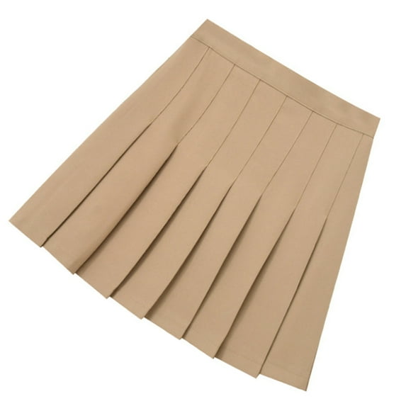 Womens Elegant Solid Color High Waist Pleated Short Skirt Tennis School Uniform Flared Skirts A Line Ruffle Cheer Skirt