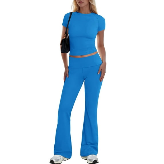 Womens Elegant Solid Color Sport Shirt Tops Wide Leg Pants Trousers Suit Drum Suit Womens Snowmobile Pants Juniors Pant Suit Minimal Jumpsuit Dressy Pantsuits for Women Insulated Bib Overalls for