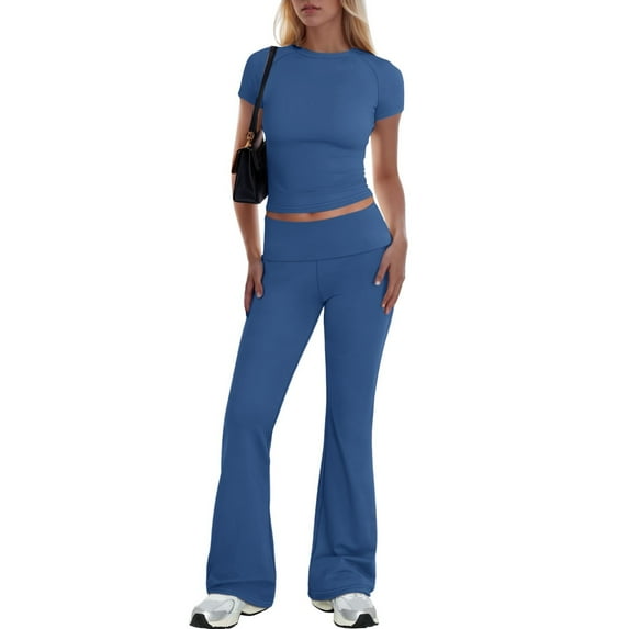 Womens Elegant Solid Color Sport Shirt Tops Wide Leg Pants Trousers Suit Drum Suit Womens Snowmobile Pants Juniors Pant Suit Minimal Jumpsuit Dressy Pantsuits for Women Insulated Bib Overalls for