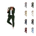 thumbnail image 1 of Womens Elegant Solid Color Suit Long Sleeve Cardigan Pockets Top Elastic Straight Leg Pants Suit Capris For Women Casual Summer For Work, 1 of 8