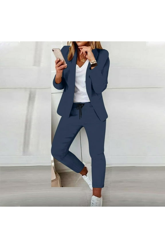 Womens Elegant Solid Color Suit Long Sleeve Cardigan Pockets Top Elastic Straight Leg Pants Suit Stretch Woman Suit Womens Suits Formal Romper Modern Business Suits for Women Dinner Suit Women Snow