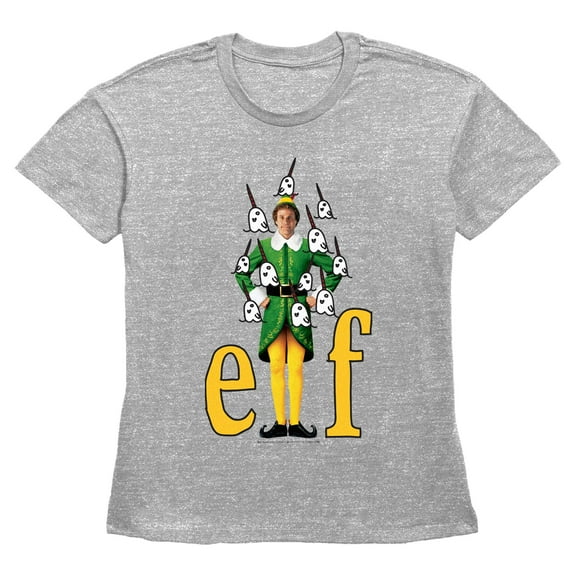 Womens Elf Buddy & Mr. Narwhal Cartoon T Shirt