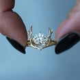 thumbnail image 1 of Womens Elk Antler Ring Animal Design with Zircon Inlay Gold Plated Fashion Jewelry Rose Gold Copper Ring for Her, 1 of 5