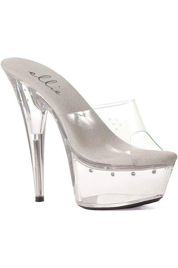Womens Ellie Shoes E-609-Harmony 6" Heel W/ Rhinestones On Platform. 5 / Clear