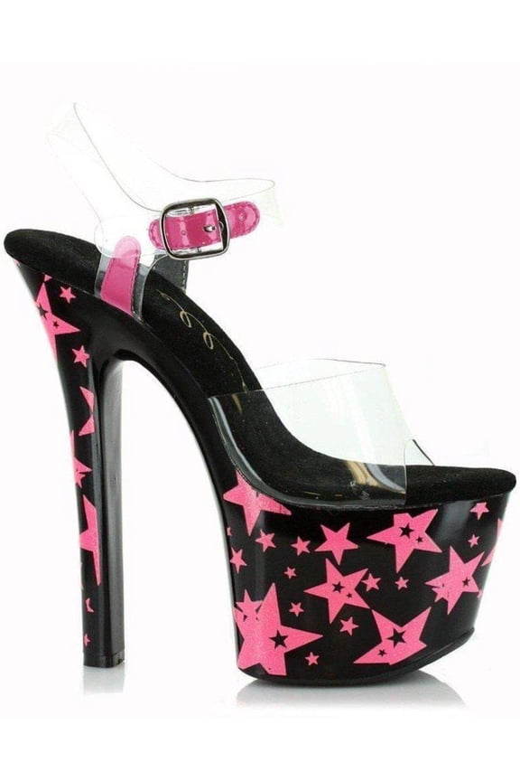 Womens Ellie Shoes E-711-Starla 7" Heel With Blacklight Reflective Stars. Yellow / 6