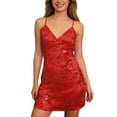 thumbnail image 1 of Womens Embroidered Dress Unique Appliques Beaded Back Lace Up Casual Floral Red L, 1 of 6