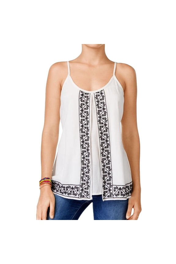 Womens Embroidered Flyaway Tank Top clouddancer XXS