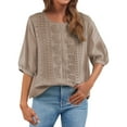 thumbnail image 1 of Womens Embroidered Tops and Blouses! Comdrip Women's Fashionable Casual Solid Color Pleated Cotton and Linen Tops Shirts and T Shirts Linen Clothes for Seniors Brown 2XL, 1 of 8