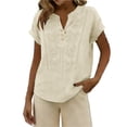 thumbnail image 1 of Womens Embroidered Tops Cotton Boho Tops Gauze Shirts Lightweight Linen Blouses For Women Oversized Linen Shirts For Women Solid Color Work Blouses Peasant Tops For Women Beige S, 1 of 9