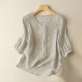 thumbnail image 1 of Womens Embroidered Tops Oversized Linen Shirts For Women Chinese Style Tops For Women Gauze Shirts For Women Peasant Blouse Boho Peasant Gauze Blouses 100% Linen Clothing For Women Beige L, 1 of 9