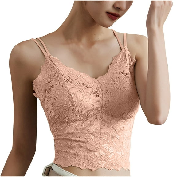 Womens Embroidery Lace Bralette, Top with Thin Shoulder Straps, Soft Comfortable Outerwear Bralette Crop Top