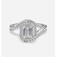 thumbnail image 1 of Womens Emerald Cut Diamond Ring, Bypass Shank Wedding Ring, Accents Diamond Ring, 2.4 Ct Simulated Diamond, 14K White Gold Plated, 1 of 5
