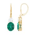thumbnail image 1 of Womens Emerald Drop Earrings with Moissanite - 8X10 mm Oval Shape Lab Grown Emerald, 10K Yellow Gold, 1 of 7
