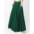 thumbnail image 1 of Womens Emerald Green Flowing Maxi Skirt A-Line Casual Solid Color, 1 of 4