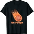 thumbnail image 1 of Womens En Fuego Basketball On Fire Graphic T-Shirt Black 2X-Large, 1 of 5