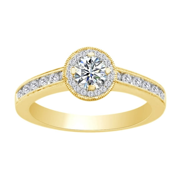AFFY Womens Engagement Wedding Ring In 14k Yellow Gold With 0.69 CT Round White Natural Diamond With Ring Size 14