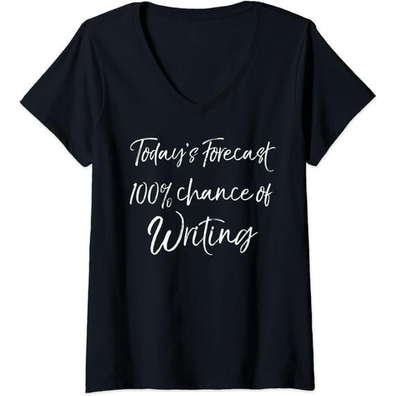 Womens English Teacher Gift Today's Forecast 100% Chance of Writing V-Neck T-Shirt