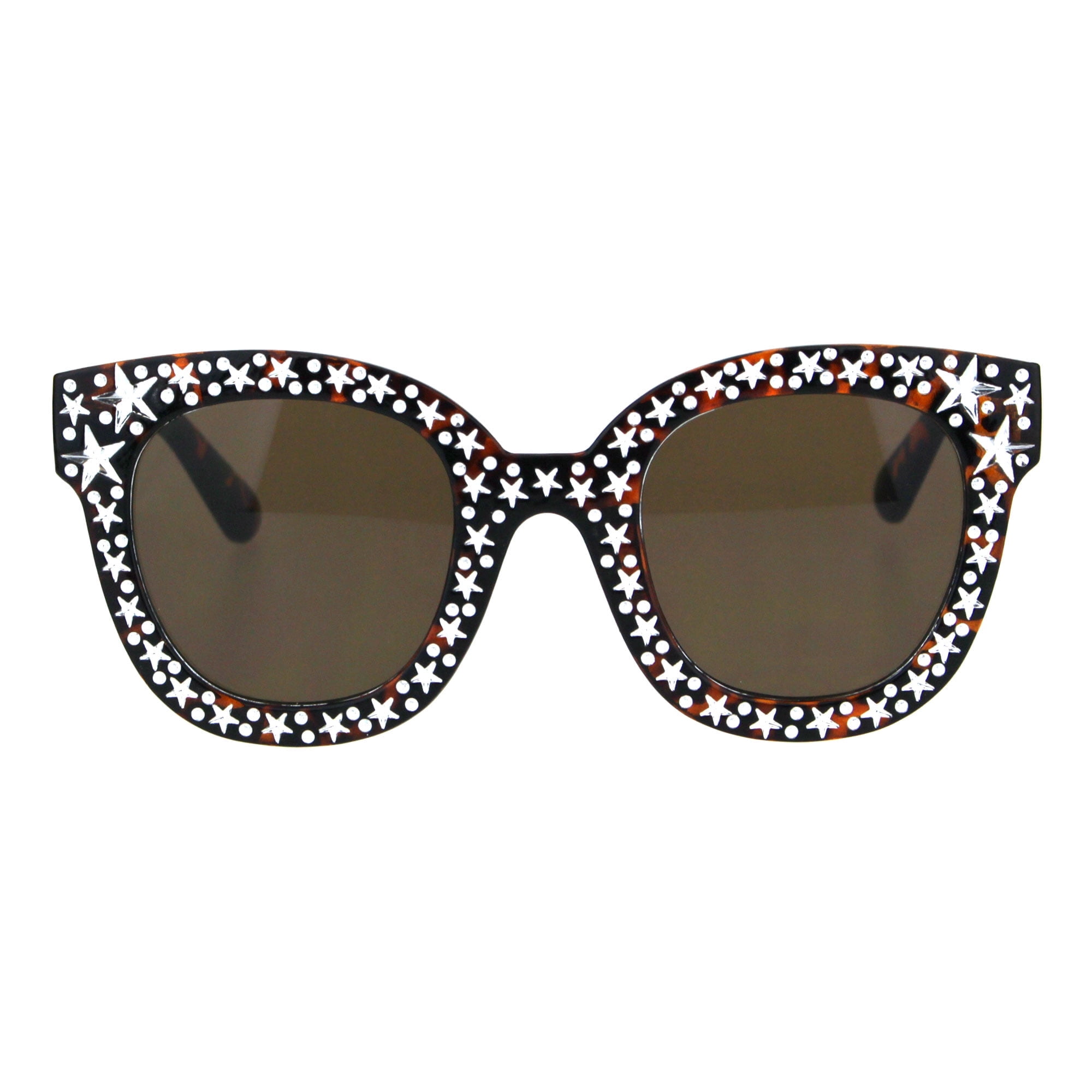 Womens Engraving Star Bling Horned Rim Plastic Fashion 
