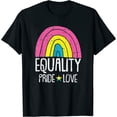 thumbnail image 1 of Womens Equality Pride Love Pansexual Rainbow Flag Lgbt-Q Ally T-Shirt Black 2XL, 1 of 5