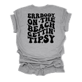 thumbnail image 1 of Womens Errrybody On The Beach Gettin' Tipsy Groovy Cute Fun Ladies Short Sleeve T-Shirt-Athletic Grey-X-Large, 1 of 4