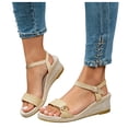 thumbnail image 1 of Womens Espadrilles Buckle Ankle Strap Wedge Sandals Open Toe Fashion Band 2026 Summer Dressy Wedges Heels Yellow Size 6, 1 of 6